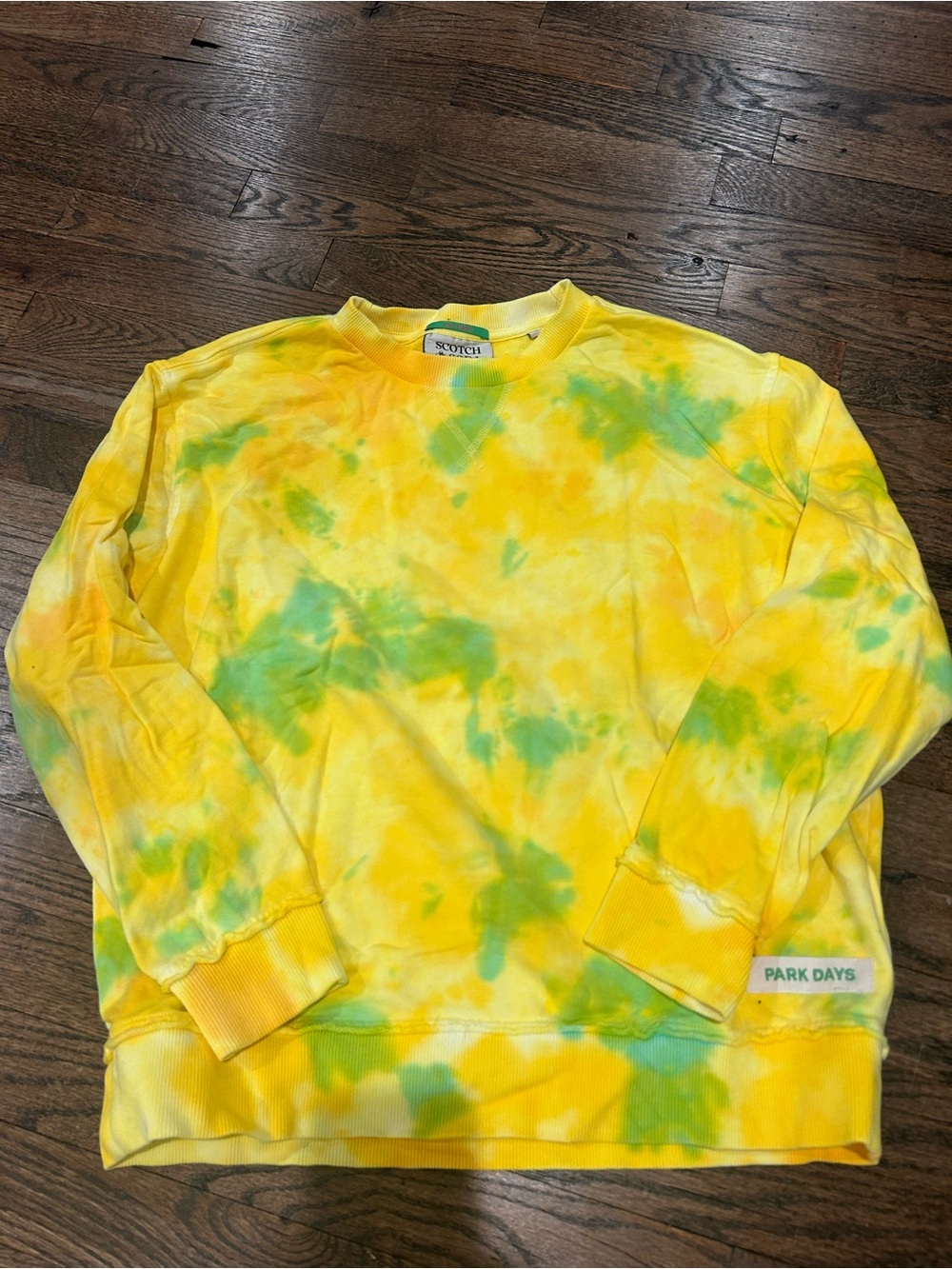 Scotch & Soda Yellow & Green Tie-Dye Crewneck Sweatshirt